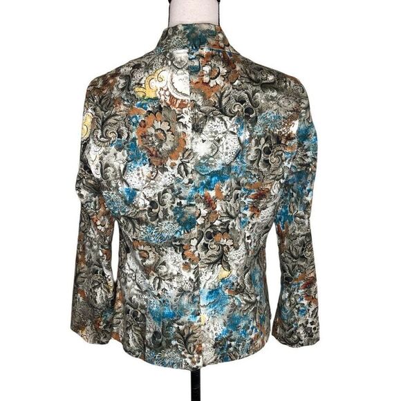 Chico’s Floral Print Cotton Jacket Size 4 - Picture 4 of 15